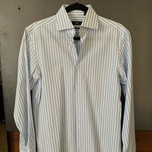 Boss blue and white striped shirt